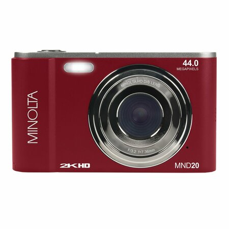 MINOLTA MND20 16x Digital Zoom 44 MP/2.7K Ultra HD Digital Camera Red MND20-R